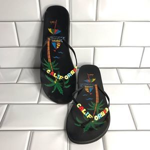 VINTAGE CALIFORNIA Beaded Size 8.5 Flip Flop Sandals; Preloved